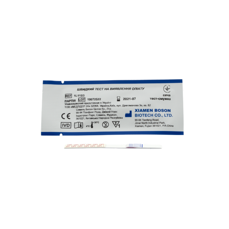 Швидкий тест на виявлення опіату, сеча, тест-смужка (Boson, 1L11S3)